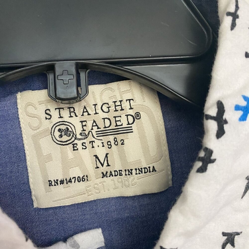 Straight Faded Men's Button Down Cotton Shirt Seagulls Short Sleeve Size Medium - Picture 3 of 5